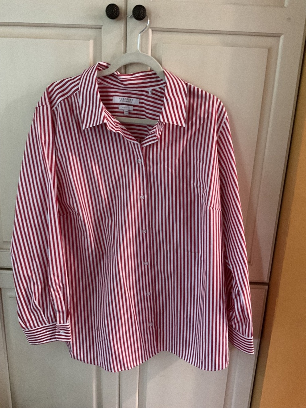 Foxcroft blouse red and white strip